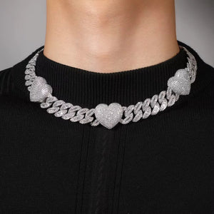 Iced Heart Link Necklace