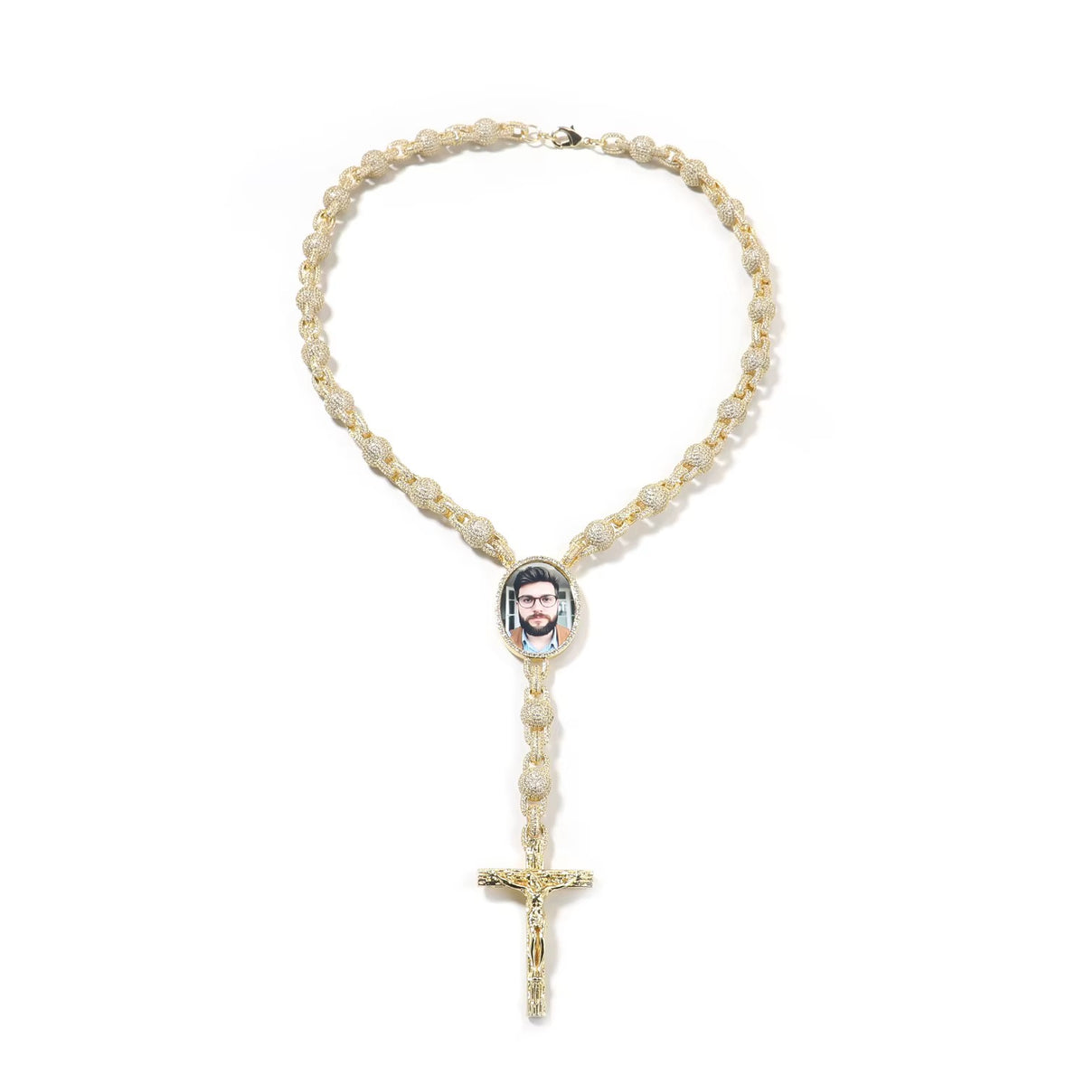 Crowned  Crucifix Custom Photo Necklace