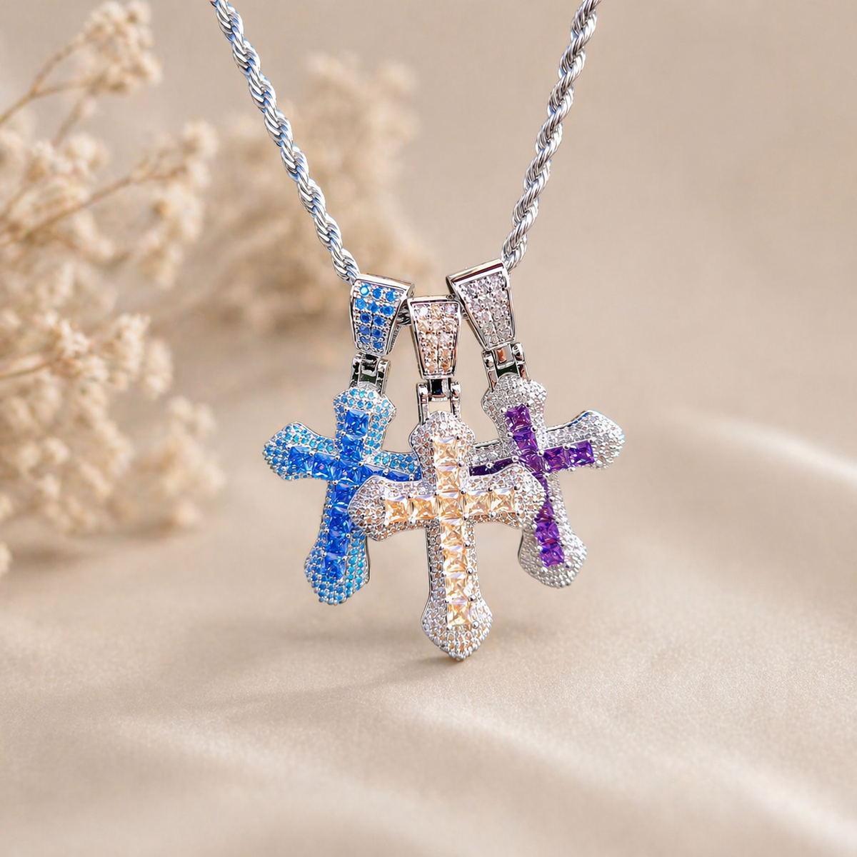 Trinity Gem Cross Necklace