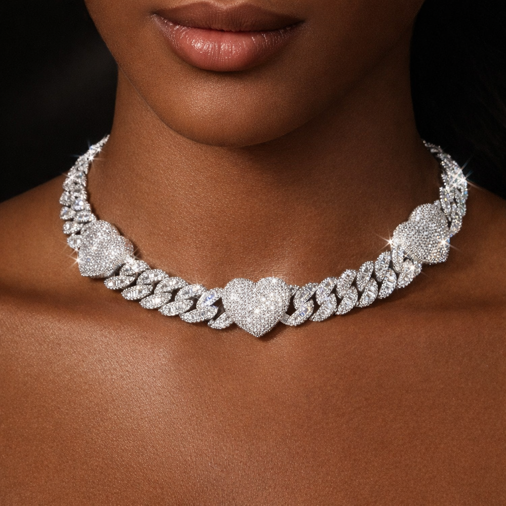 Iced Heart Link Necklace