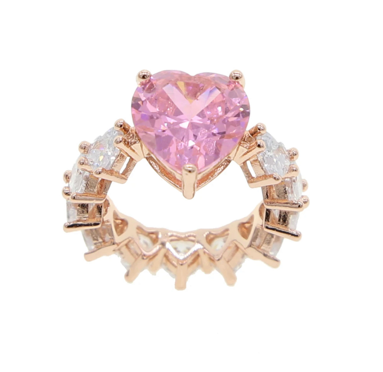 BEDAZZLED PINK HEART RING