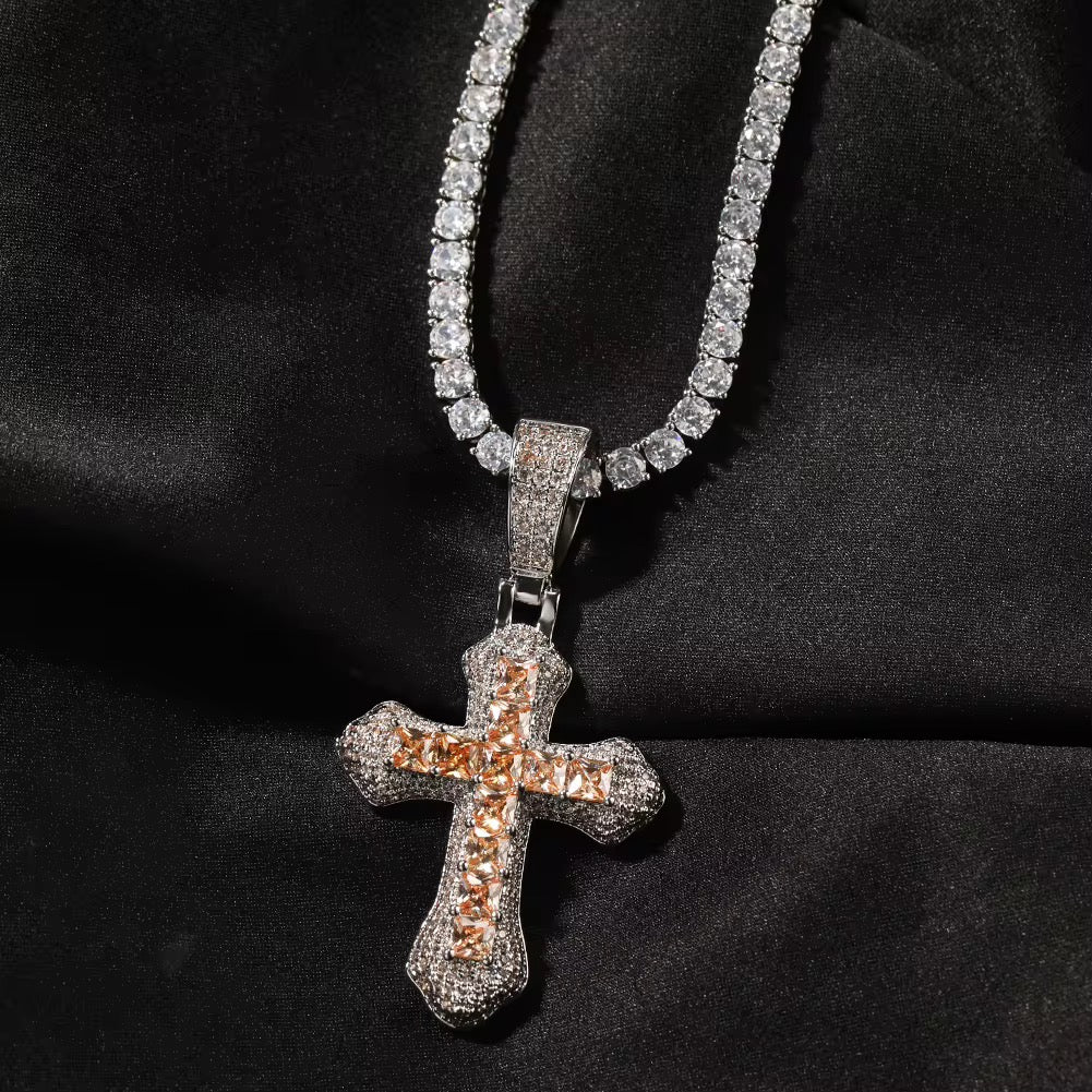 Trinity Gem Cross Necklace