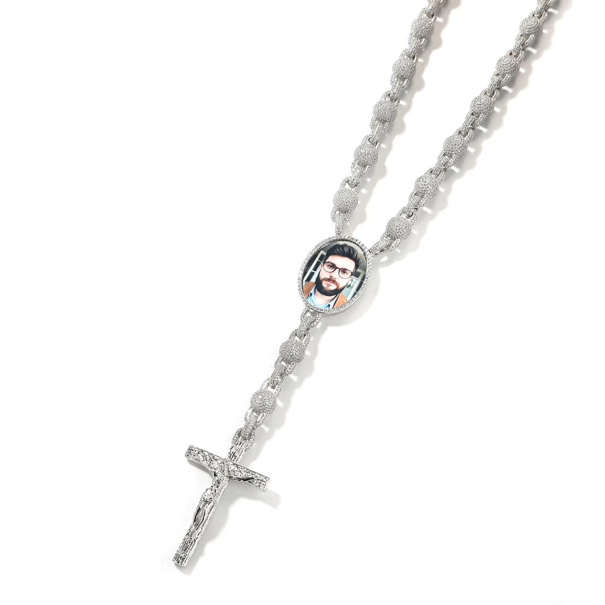 Crowned  Crucifix Custom Photo Necklace