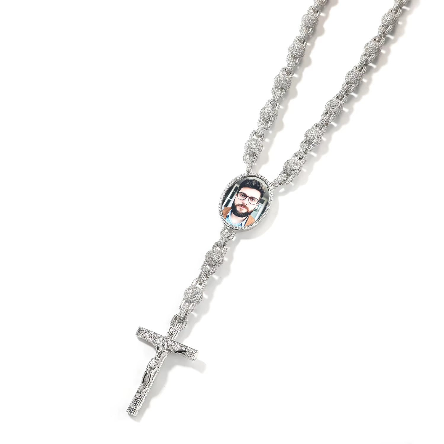 Crowned  Crucifix Custom Photo Necklace