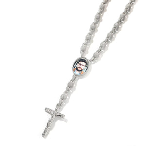 Crowned  Crucifix Custom Photo Necklace