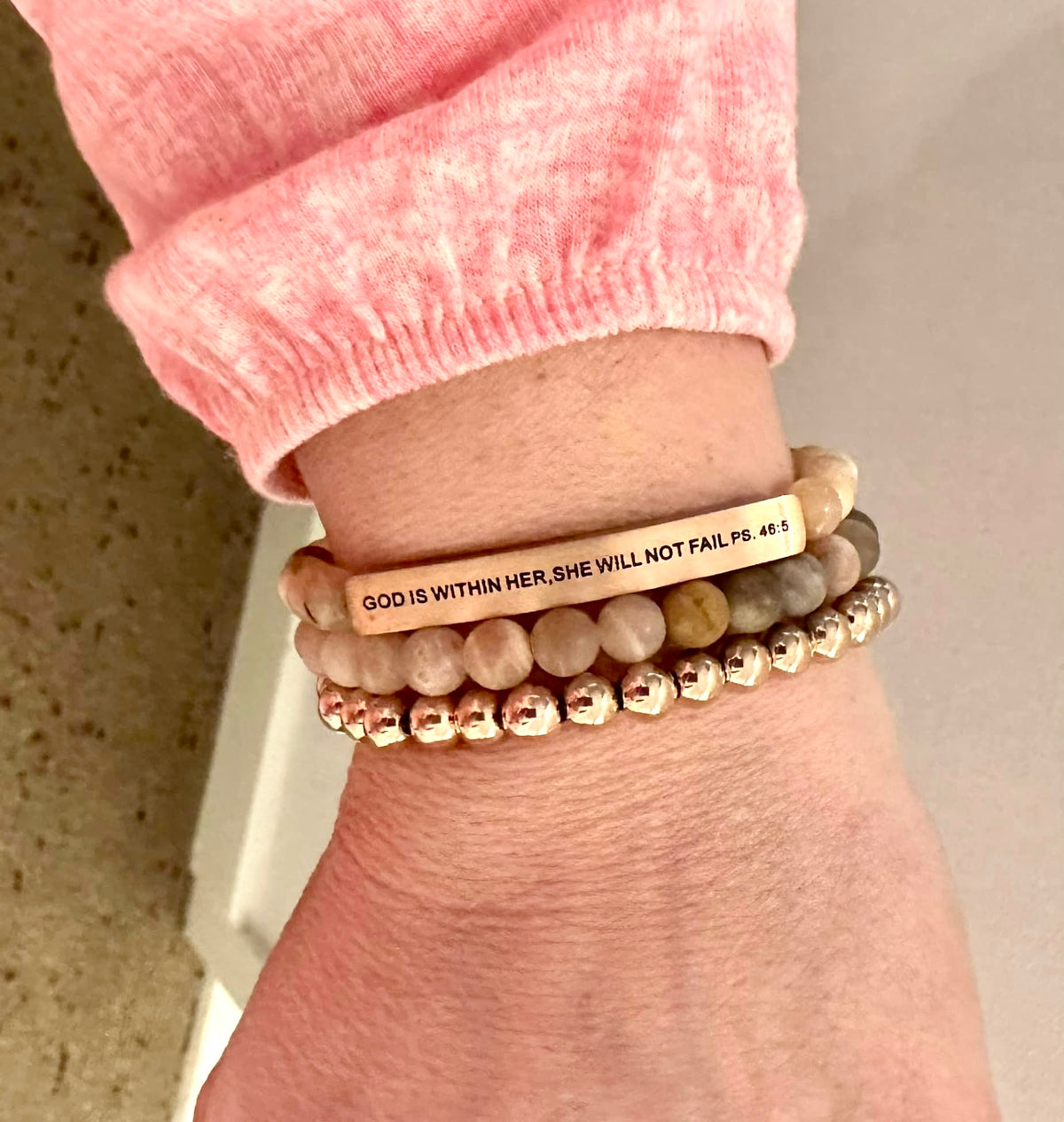 GOD IS WITHIN HER BRACELET STACK