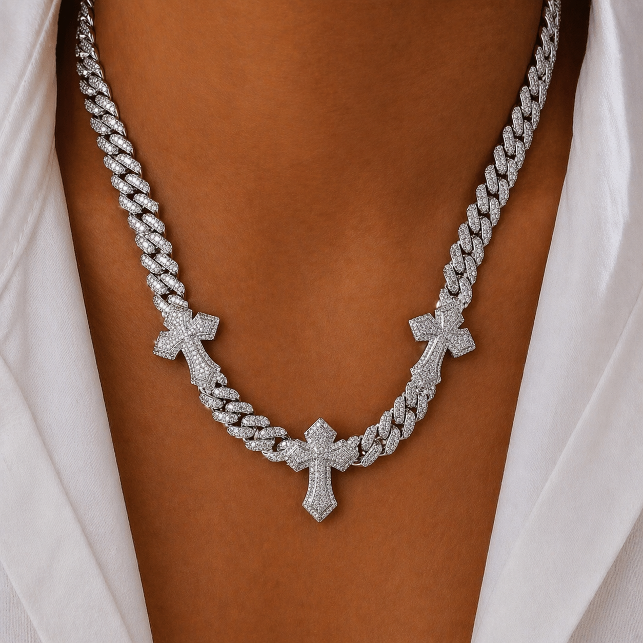 Divine Drip Cross Cuban Necklace