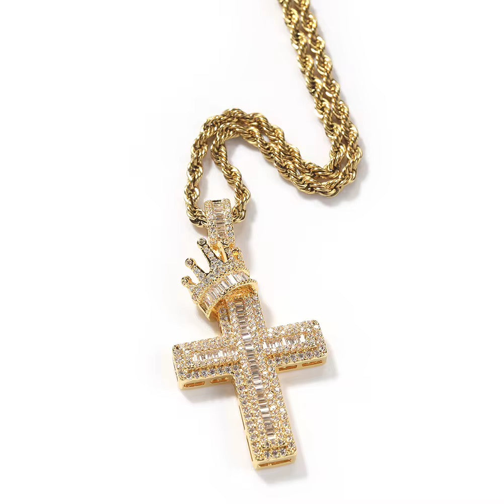 Crowned Victory Cross Necklace