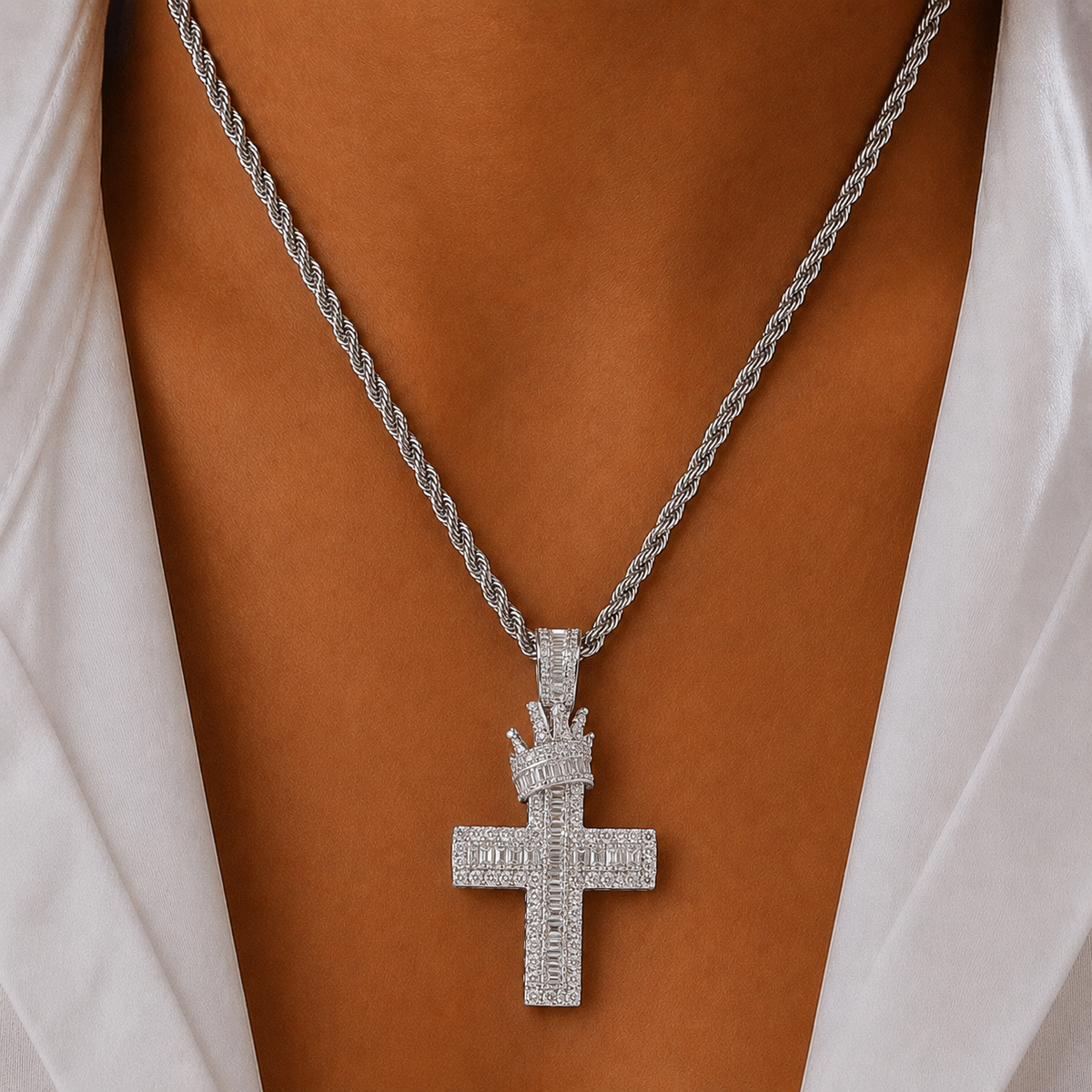 Crowned Victory Cross Necklace