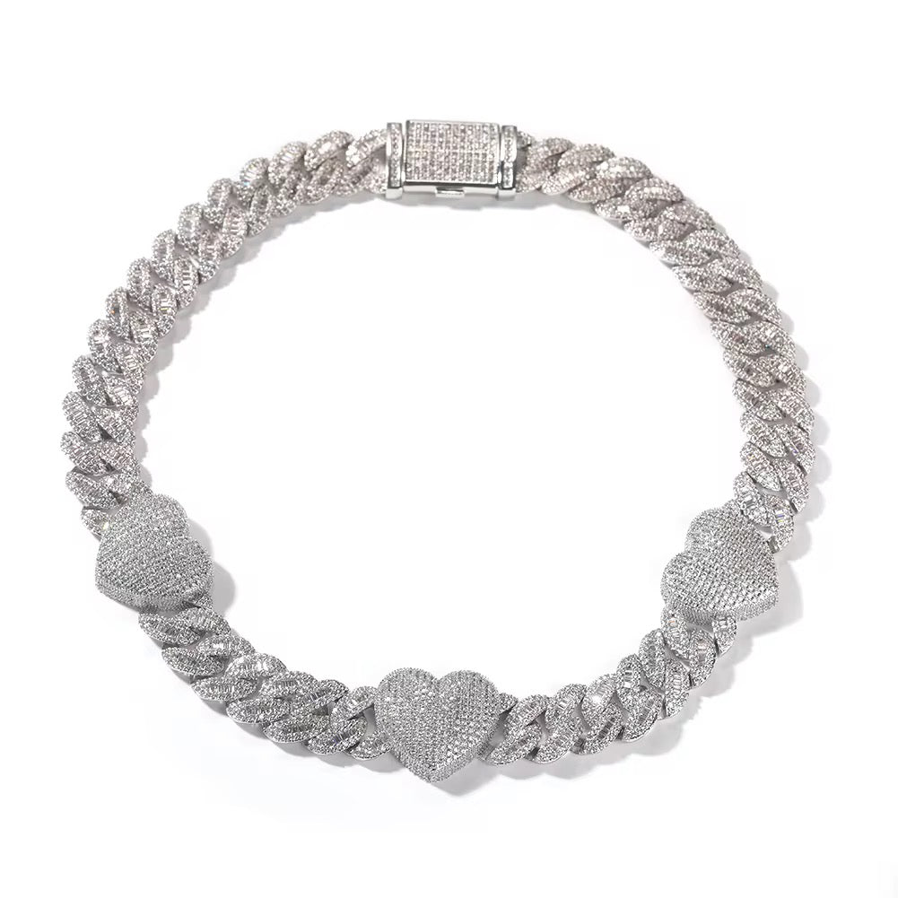 Iced Heart Link Necklace