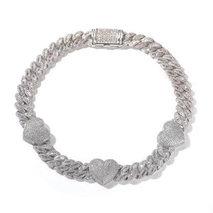 Iced Heart Link Necklace