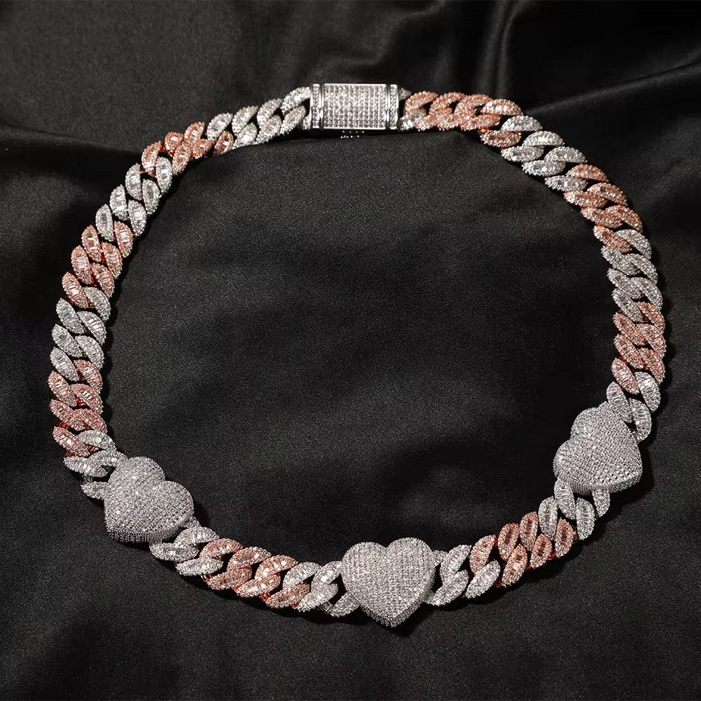 Iced Heart Link Necklace