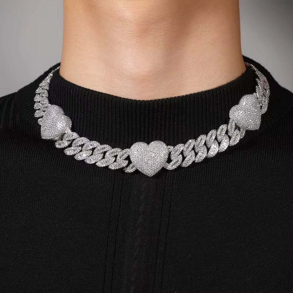 Iced Heart Link Necklace