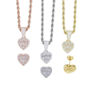 CALI LOVING HEART PENDANT & EARRING NECKLACE SET